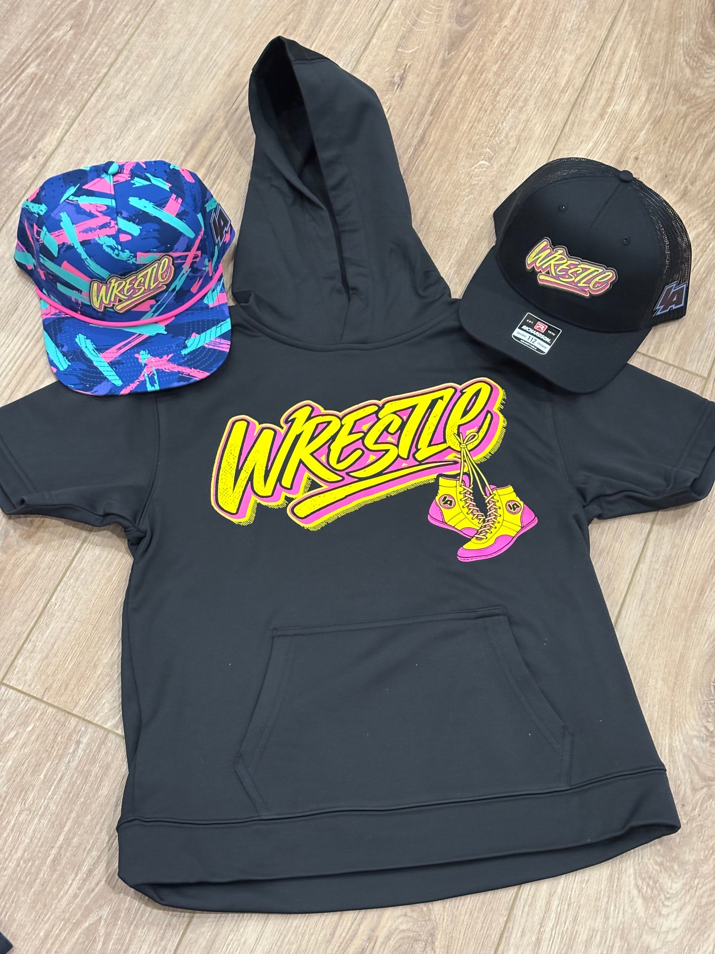 Retro “Wrestle” short sleeved hoodie
