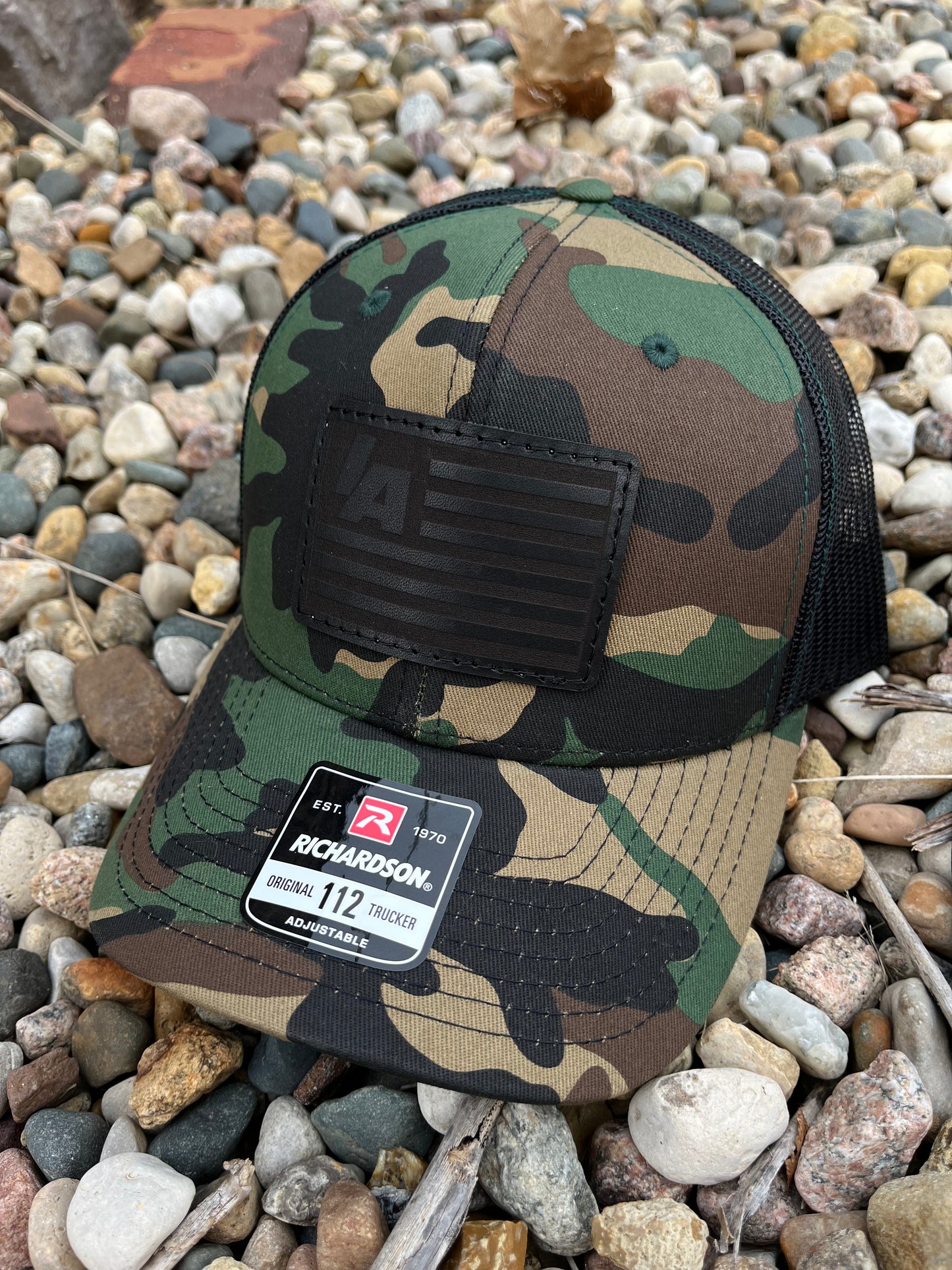 Camo with Black Leather Logo