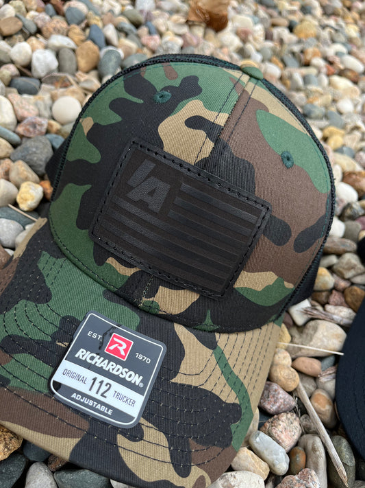 Camo with Black Leather Logo